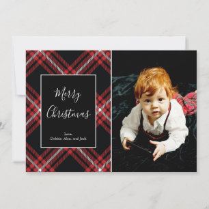 Festividades Cartão com fotos Red Tartan para Férias de Natal
