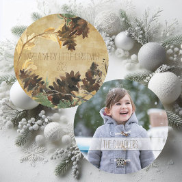 Festividades Cartão com fotos redondo do feriado de Chistmas do