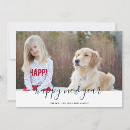 Festividades Cartão com fotos simples de Feliz ano novo manuscr