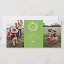 Cartão com fotos Verde de Feriado 2 na Verruga do