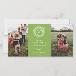 Festividades Cartão com fotos Verde de Feriado 2 na Verruga do 