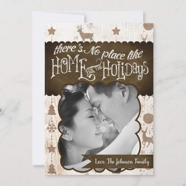 Festividades cartão com fotos XMAS Burlap de Natal 5 x 7 (Frente)