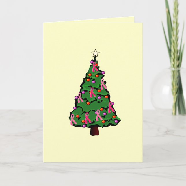 Festividades Cartão cor-de-rosa da árvore de fita (Frente)