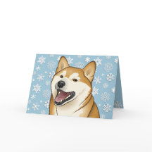 Cartão customizável vermelho de Shiba Inu do Feliz