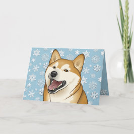 Festividades Cartão customizável vermelho de Shiba Inu do Feliz