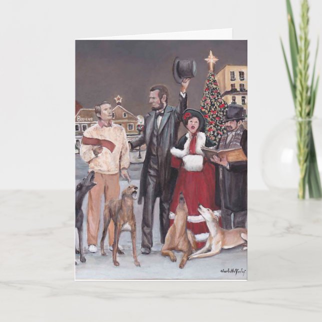 Festividades Cartão da arte do cão do galgo do Natal de (Frente)