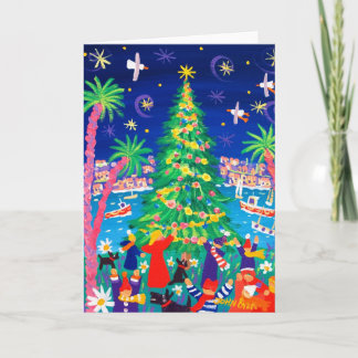 Festividades Cartão da arte: Luzes de Natal e cantores da