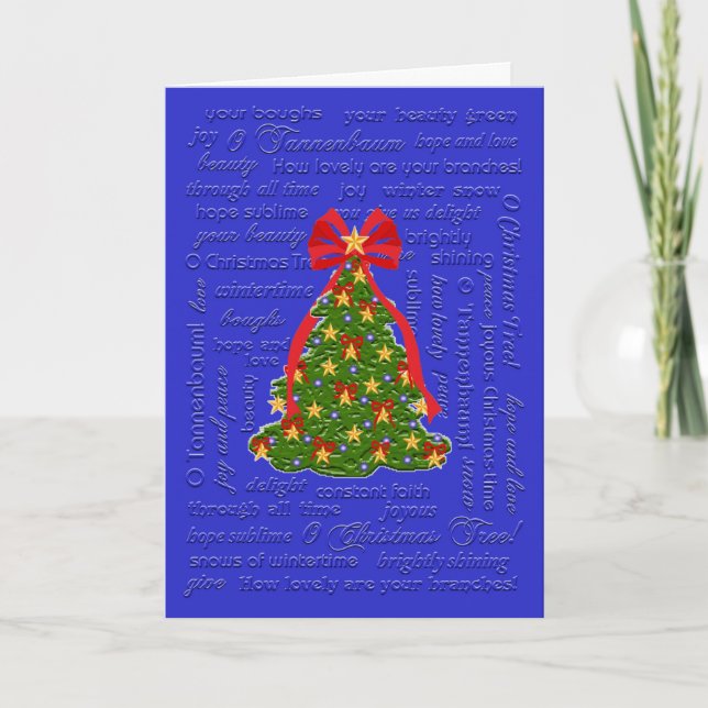 Festividades Cartão da árvore de Natal de O, canção de natal de (Frente)