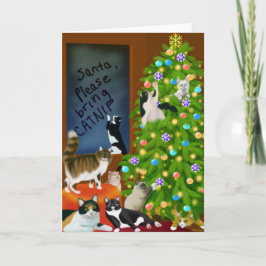 Festividades Cartão da árvore de Natal do gato do gatinho