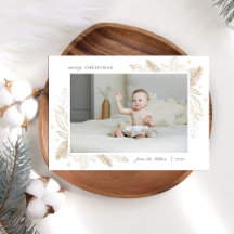 Cartão da Família de Natal de Foto Elegante Dourad