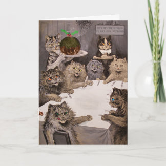 Festividades Cartão da festa de Natal dos gatos de Louis Wain