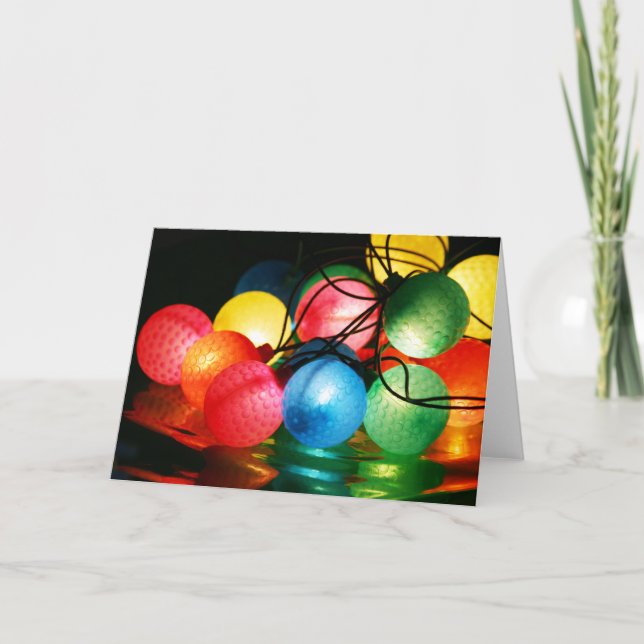 Festividades Cartão das Luzes de Natal de Golf Ball (Frente)