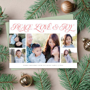 Festividades Cartão de 5 Fotos Férias Paz Amor Alegria Elegante