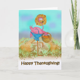 Festividades Cartão de Abóbora Feliz de Ação de Graças Flamingo