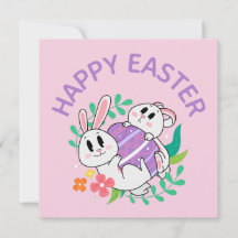 Cartão de Abraço de Ovo do Coelho da Páscoa