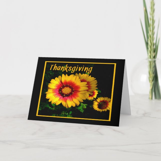 Festividades Cartão de Ação de Graças com Flores Cheias de Ouro (Frente)