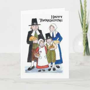 Festividades Cartão de Ação de Graças com Peregrinos