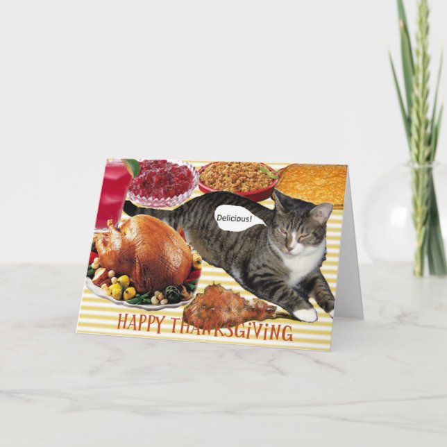 Festividades Cartão de Ação de Graças do gatinho (Frente)