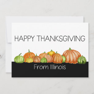 Festividades Cartão de Ação de Graças do Illinois Watercolor
