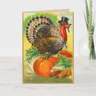 Festividades Cartão de Ação de Graças Vintage na Turquia