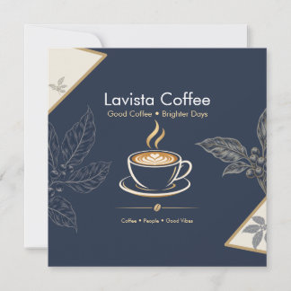 Festividades Cartão de agradecimento de café elegante em azul m