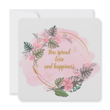 Cartão de agradecimento floral cor-de-rosa