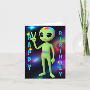 Festividades Cartão de alienígena de aniversário feliz