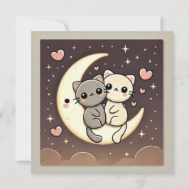 Festividades Cartão de Amor de Gato ao Luar