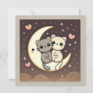 Festividades Cartão de Amor de Gato ao Luar
