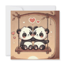 Cartão de Amor do Panda Balançando