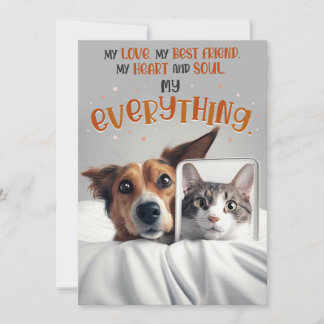 Festividades Cartão de Amor e Amizade com Cão e Gato