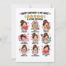 Cartão de Aniversário 5 Estrelas para Esposa Cartã