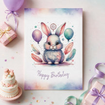 Cartão de Aniversário Adorável Boho Coelho Coelhin