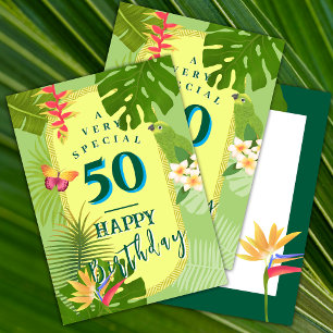 Festividades Cartão de Aniversário Anual Verde Paraíso Tropical