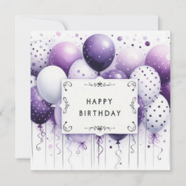 Festividades cartão de aniversário balões roxos feliz aniversár