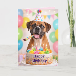Festividades Cartão de Aniversário Cachorro Boxer Fofo