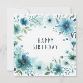 Festividades cartão de aniversário com flores de aquarela