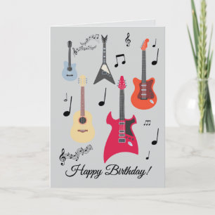 Festividades Cartão de Aniversário com Guitarra