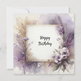 Festividades cartão de aniversário com respingo roxo feliz