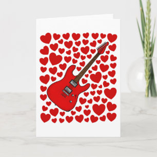 Festividades Cartão de Aniversário Corações de Guitarra Elétric