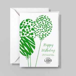 Festividades Cartão de Aniversário Corporativo com Balões Verde