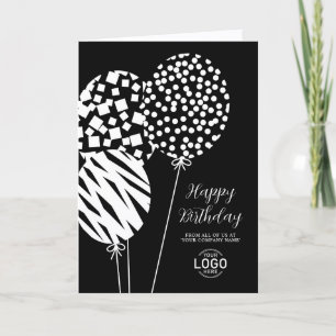 Festividades Cartão de Aniversário Corporativo Logo Preto Branc