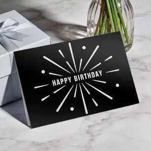 Festividades Cartão de Aniversário Corporativo Preto e Branco S