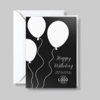 Cartão de Aniversário Corporativo Preto e Branco S
