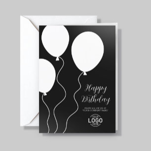 Festividades Cartão de Aniversário Corporativo Preto e Branco S