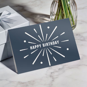 Festividades Cartão de Aniversário Corporativo Simples Logo Azu