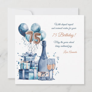 Festividades Cartão de Aniversário de 75 Anos Personalizado par