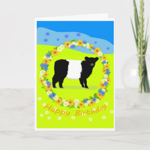 Festividades cartão de aniversário de bezerro Belted Galloway