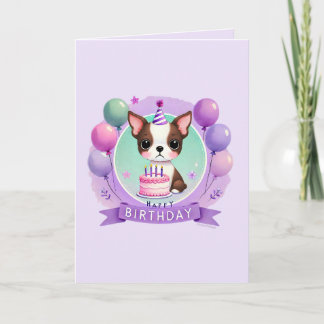 Festividades Cartão de Aniversário de Boston Terrier