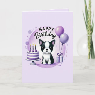 Festividades Cartão de Aniversário de Boston Terrier